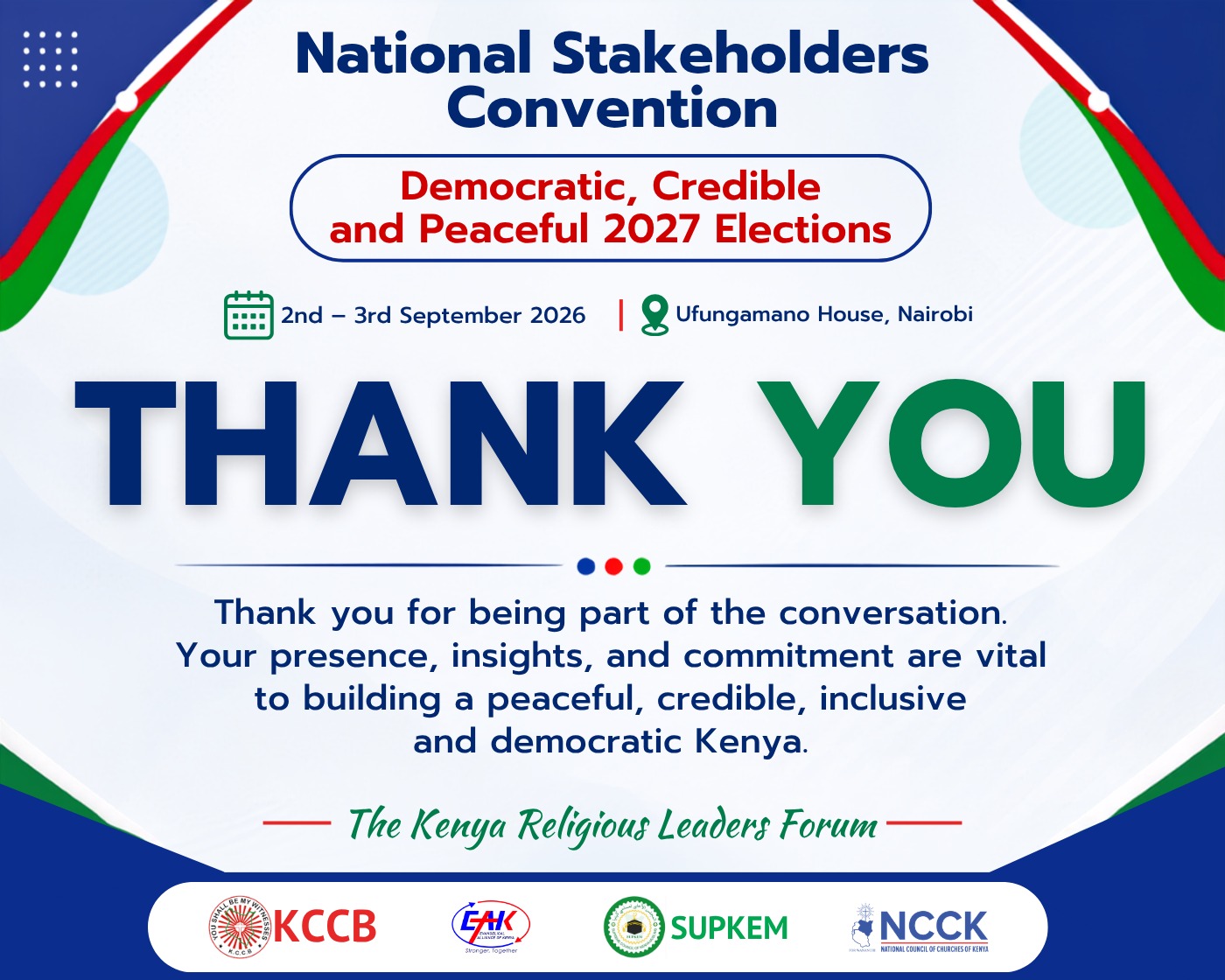 National Stakeholders Convention thank-you message to participants